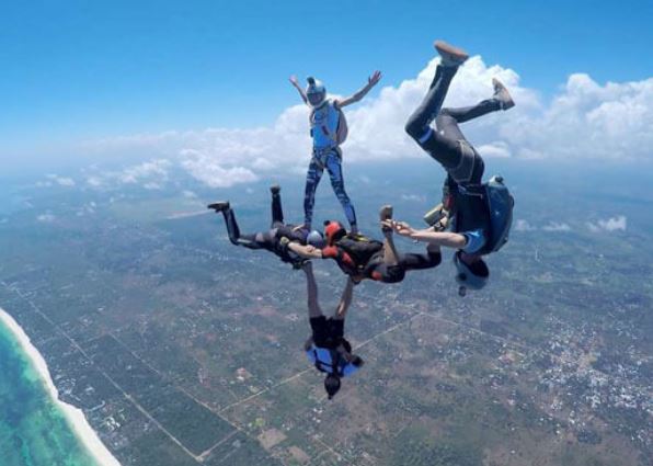 adrenaline sky diving team in the space