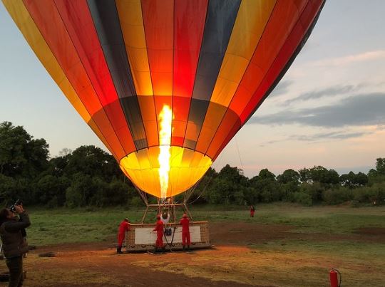 hot air balloon preparation in national park