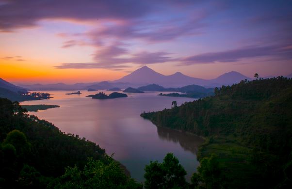 Beauty of sunset at lake mutanda; speaks traquility and healing